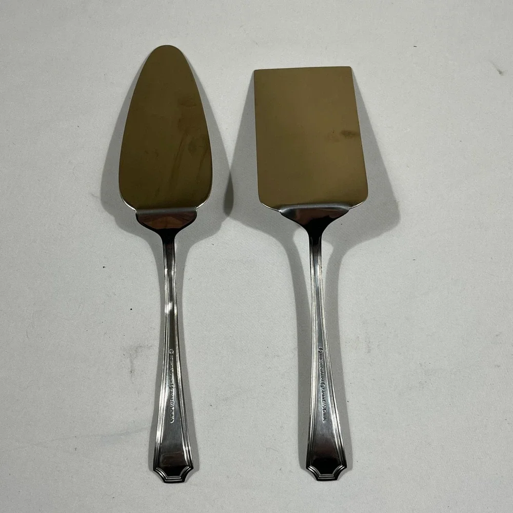 International Silver Cake Pie Server Set Silver Stainless Steel 2pc